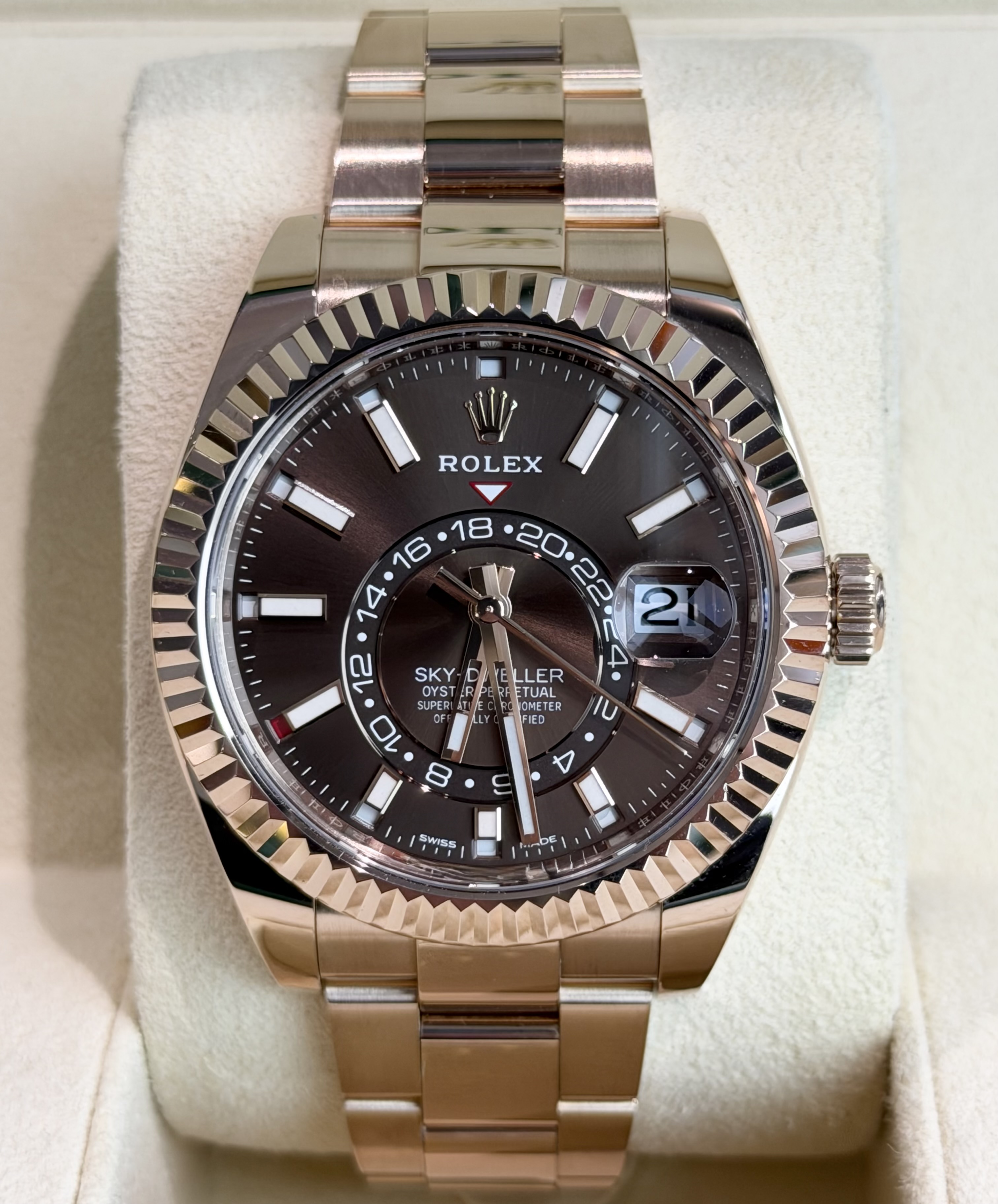 Rolex Sky-Dweller Rose Gold Chocolate Dial